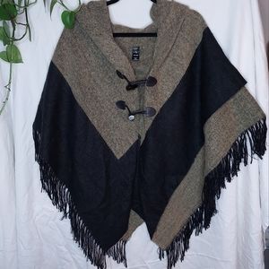 Layered Fringed Poncho